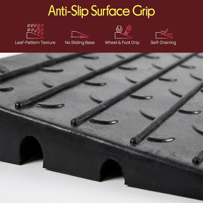 Pyle 2.5" Rise Rubber Threshold Ramp – Heavy-Duty, Easy To Install, Non-Slip Doorway Ramp For Wheelchairs, Scooters, And Strollers  (Black)