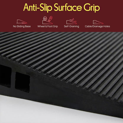 Pyle 0.8" Rise Rubber Threshold Ramp – Heavy-Duty, Non-Slip Doorway Ramp For Wheelchairs, Scooters, Strollers & Bathrooms, Easy To Install, Adjustable And Cuttable (Black)