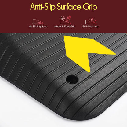 Pyle 3.0" Rise Rubber Threshold Ramp – Heavy-Duty, Easy To Install, Non-Slip Doorway Ramp For Wheelchairs, Scooters, And Strollers  (Black)