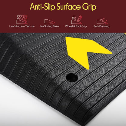 Pyle 3.5" Rise Rubber Threshold Ramp – Heavy-Duty, Easy To Install, Non-Slip Doorway Ramp For Wheelchairs, Scooters, And Strollers  (Black)