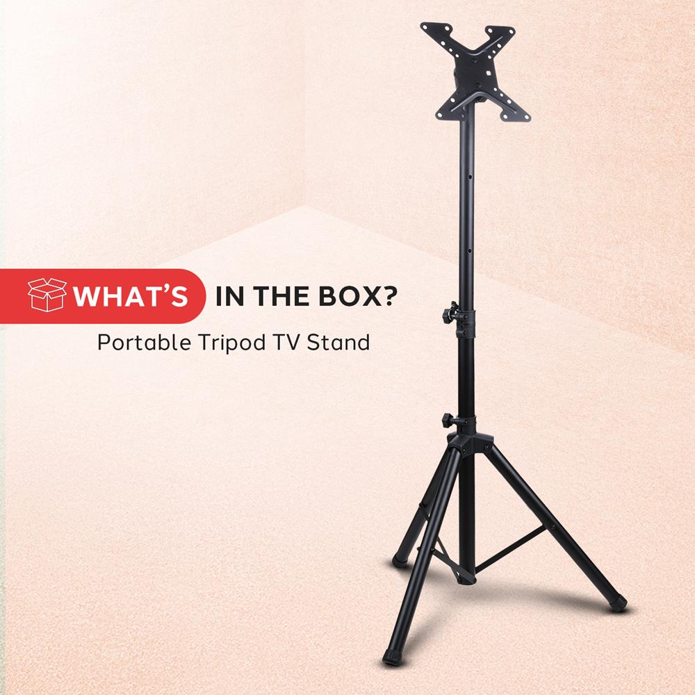 Portable TV Tripod Stand, Adjustable Height, Steel Alloy, 32