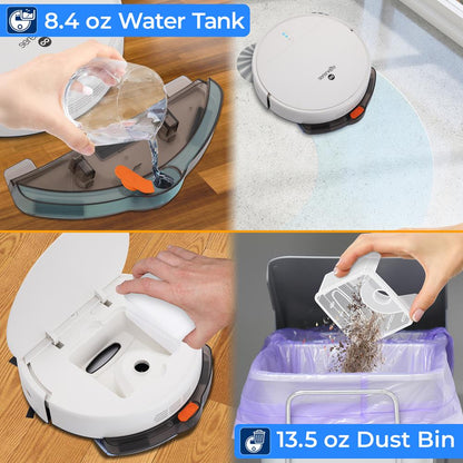 Smart Vacuum Cleaner - Automatic Robot Cleaning Vacuum With App Control, 700Pa Suction, And 3 Cleaning Modes, Ideal For Hard Floor, Pet Hair, Low-Pile Carpet (White)