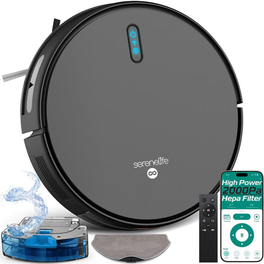 Smart Vacuum Cleaner - Automatic Robot Cleaning Vacuum With 2-In1 Water Tank, App Control, Fan Motor 2000Pa, And 4 Cleaning Modes, Ideal For Hard Floor, Pet Hair, Low-Pile Carpet (White)