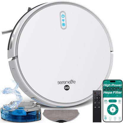 Robot Vacuum Mop Combo, 2000Pa Suction, App Control, White