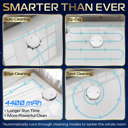 Robot Vacuum Mop Combo, 2000Pa Suction, App Control, White