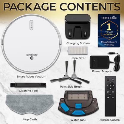 Robot Vacuum Mop Combo, 2000Pa Suction, App Control, White