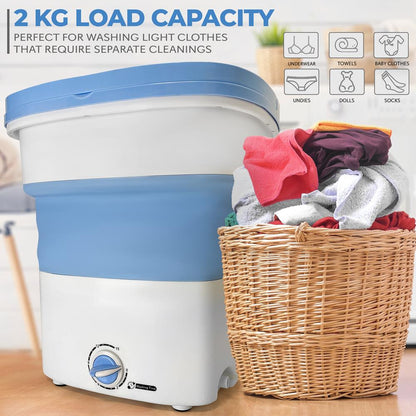 Portable Foldable Washing Machine, Energy-Saving, Semi-Auto, Blue