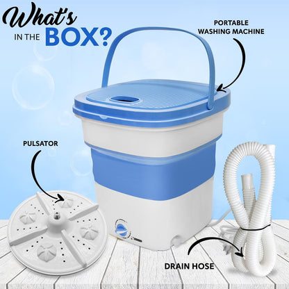 Portable Foldable Washing Machine, Energy-Saving, Semi-Auto, Blue