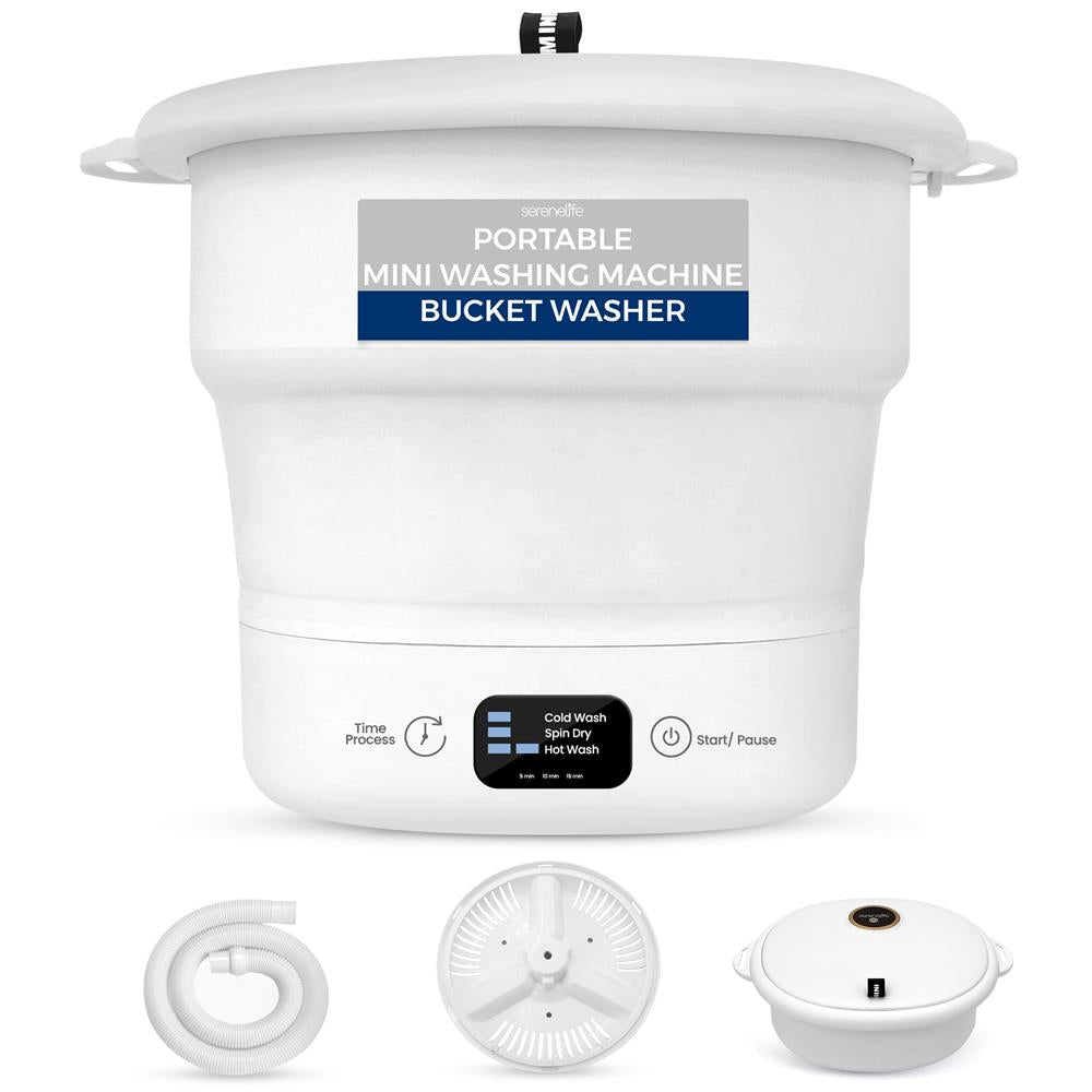 Mini Portable Washing Machine, Energy-Saving Foldable Design, White - Thumbnail 2