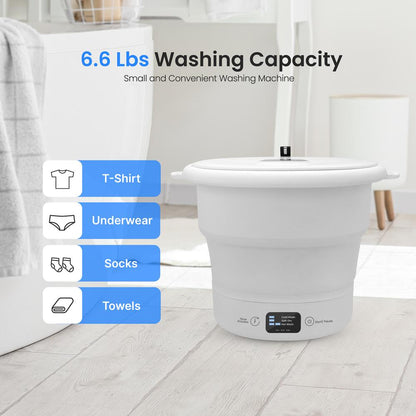 Mini Portable Washing Machine, Energy-Saving Foldable Design, White