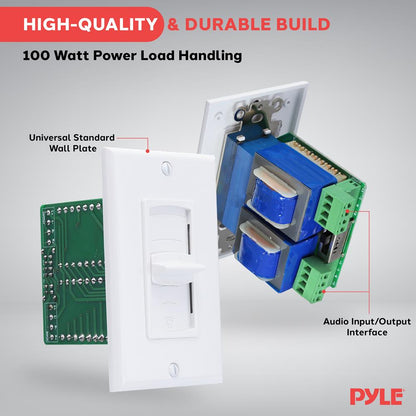 In-Wall Speaker Volume Control, 100W, Sliding Adjustment, White