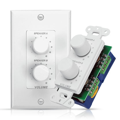 In-Wall Speaker Volume Control Plate, Dual Knobs, 120W, Universal Style