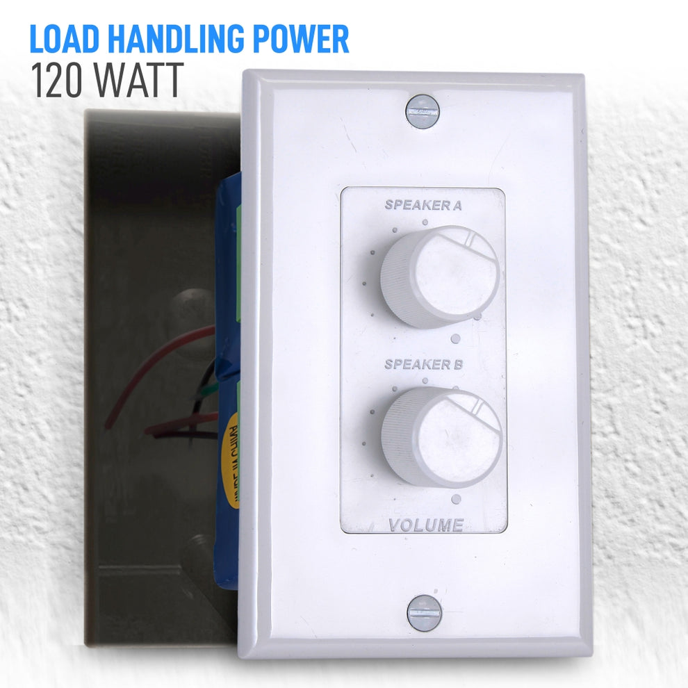 In-Wall Speaker Volume Control Plate, Dual Knobs, 120W, Universal Style ...