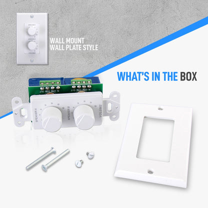 In-Wall Speaker Volume Control Plate, Dual Knobs, 120W, Universal Style
