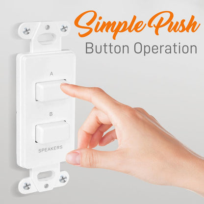 In-Wall Speaker Selector Switch 120W Push Button 3 Configurations