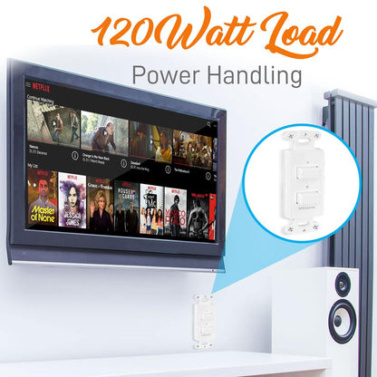 In-Wall Speaker Selector Switch 120W Push Button 3 Configurations