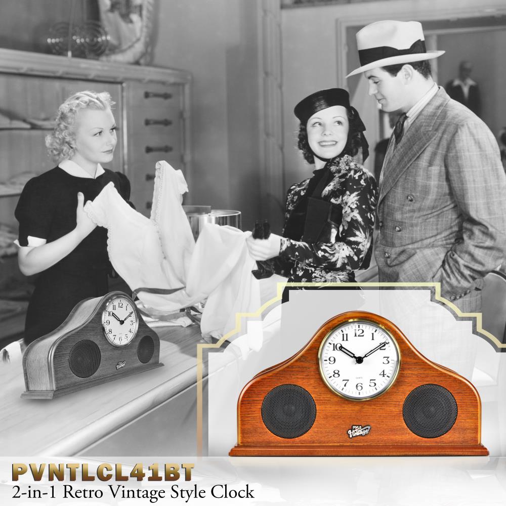 Vintage Clock Bluetooth Speaker - Handcrafted Birchwood, 25W, Brown - Thumbnail 4