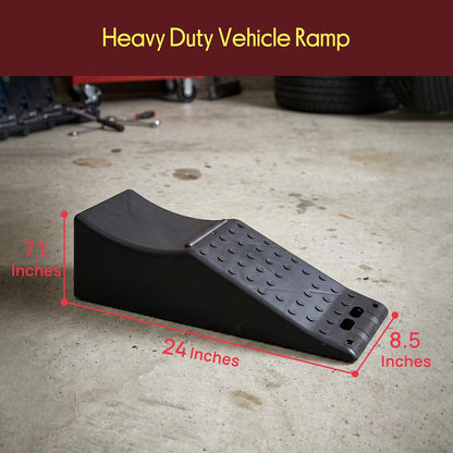 Pyle Heavy Duty Vehicle Ramp – 20,000 Lbs Capacity, 5.5" Lift Height, Portable And Durable Design For Trucks, Suvs, Rvs, And Tandem-Wheel Vehicles (Black)