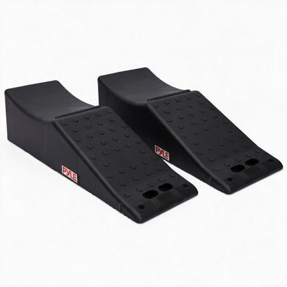 Pyle Heavy Duty Vehicle Ramp – 20,000 Lbs Capacity, 5.5" Lift Height, Portable And Durable Design For Trucks, Suvs, Rvs, And Tandem-Wheel Vehicles (Black)