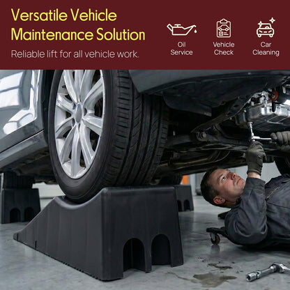 Pyle Heavy Duty Vehicle Ramp – 20,000 Lbs Capacity, 5.5" Lift Height, Portable And Durable Design For Trucks, Suvs, Rvs, And Tandem-Wheel Vehicles (Black)