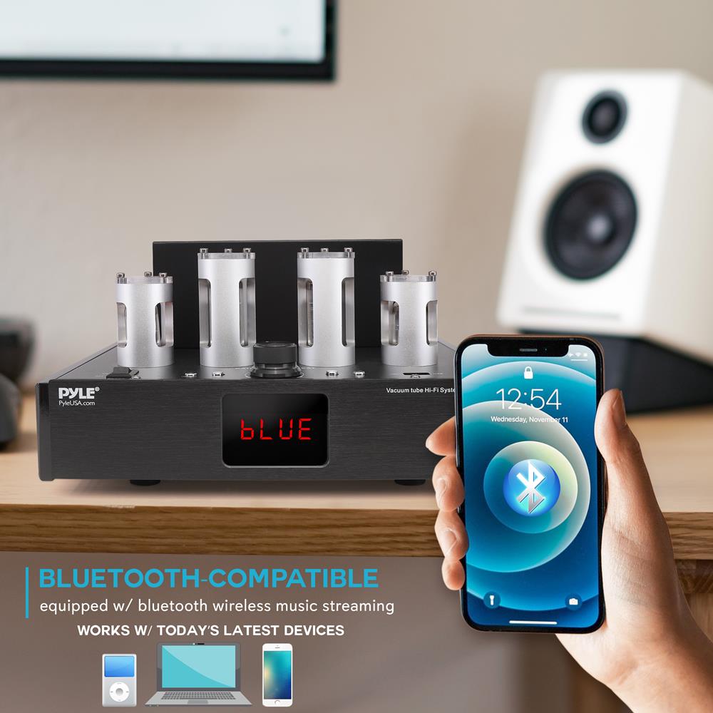 Pyle Bluetooth Tube Amplifier Stereo Receiver - 600W Home Audio Desktop Stereo Vacuum Tube Power Amplifier Receiver w/ 2 Vacuum Tubes, : Pyle Bluetooth Tube Amplifier Receiver - 500W Home