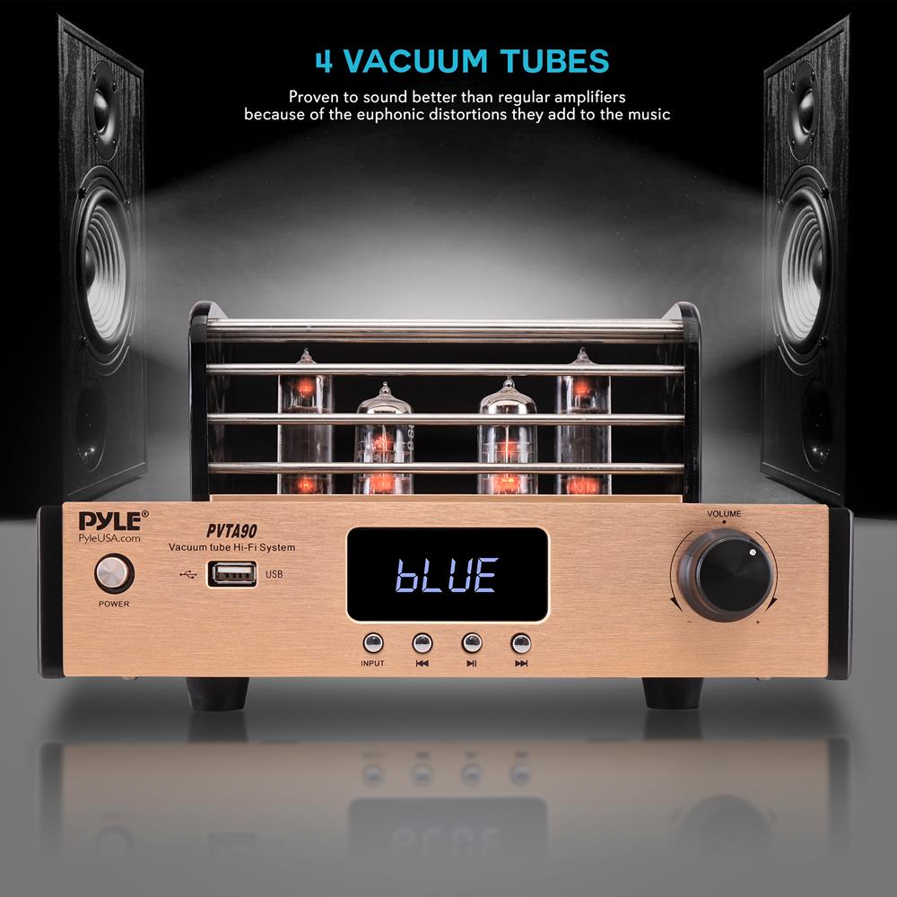 Pyle Bluetooth Tube Amplifier Stereo Receiver - 600W Home Audio Desktop Stereo Vacuum Tube Power Amplifier Receiver w/ 2 Vacuum Tubes, : Pyle Bluetooth Tube Amplifier Receiver - 500W Home