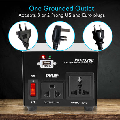 500W Voltage Converter Transformer, USB Port, Metal Housing, Compact