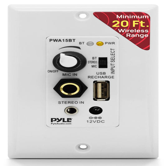Wireless In-Wall Audio Receiver 100W Amp USB/Aux Inputs White