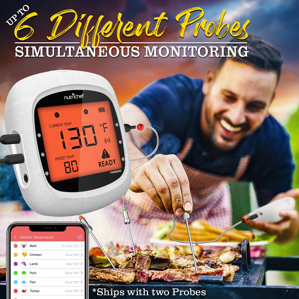 Bluetooth Meat Thermometer with 6 Probes and 400 Ft Range - Thumbnail 5