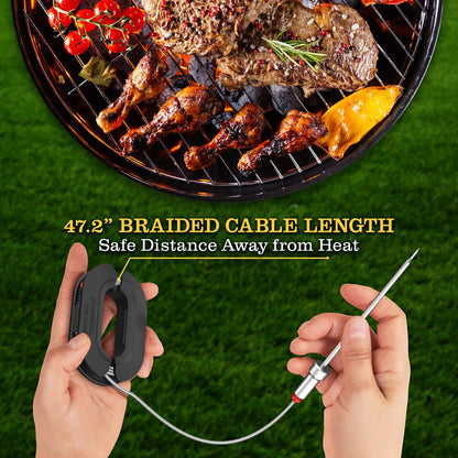 Bluetooth Meat Thermometer, 6 Probes, 400 Ft Range, LCD Display