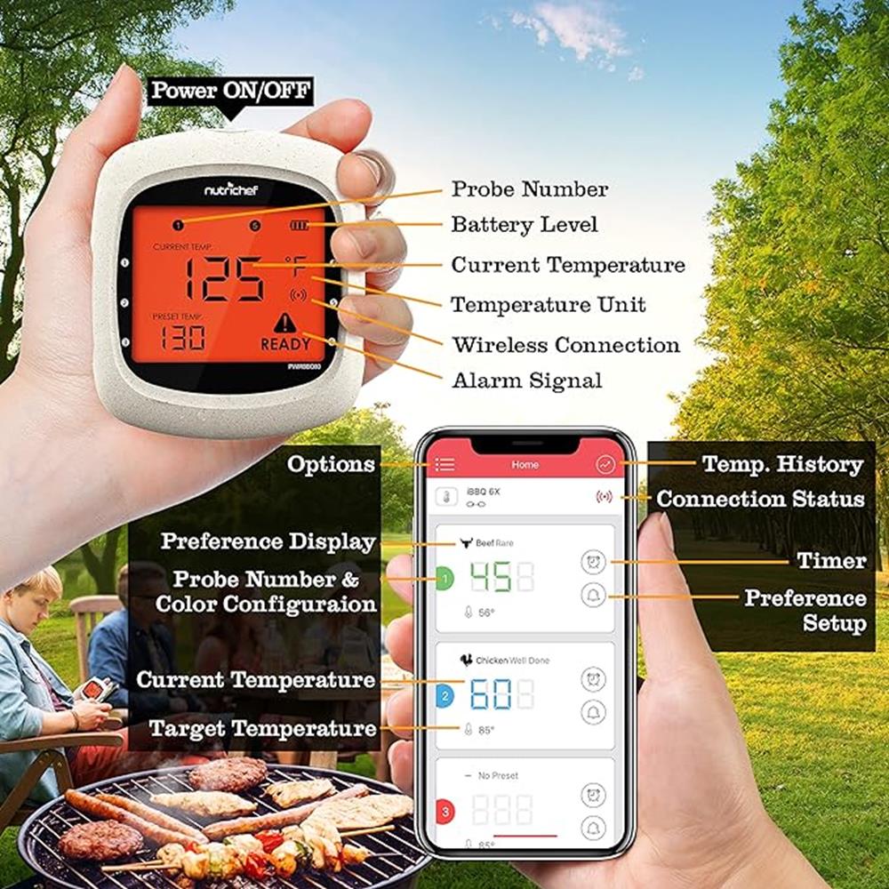 product image number 5 for NutriChef Bluetooth Bbq Digital Thermometer