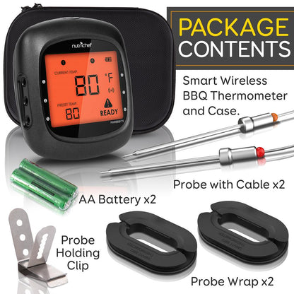 Bluetooth BBQ Thermometer, Accurate Temp Probes, LCD Display, Stainless Steel