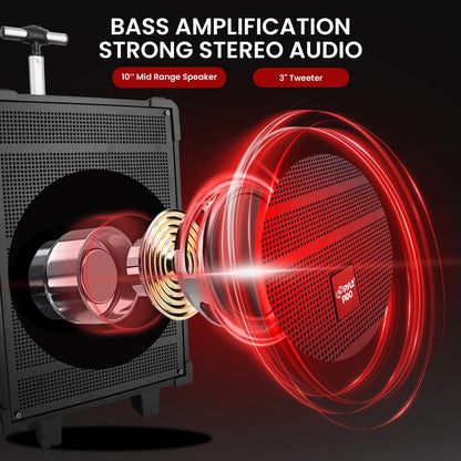 10" Portable Bluetooth Speaker System 600W Rechargeable Battery