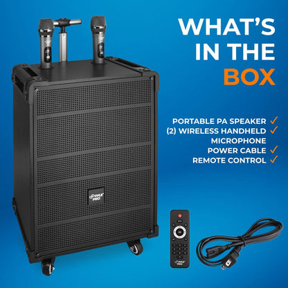 12" Portable Bluetooth Speaker System, Rechargeable, 800W, FM Radio