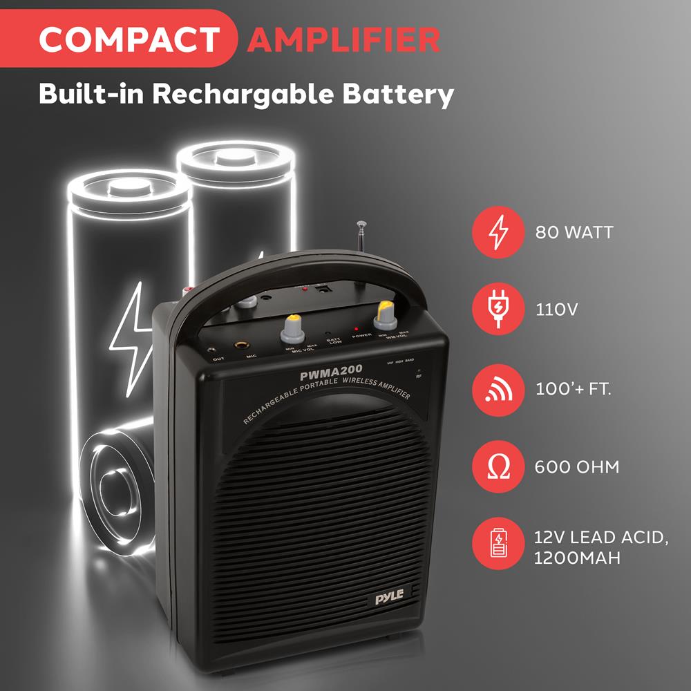 Portable PA Speaker System - Amplifies Voice - Rechargeable Battery - Thumbnail 4