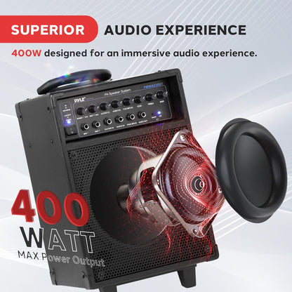 Wireless Portable PA System 400W Rechargeable Bluetooth Speaker w/Wheels