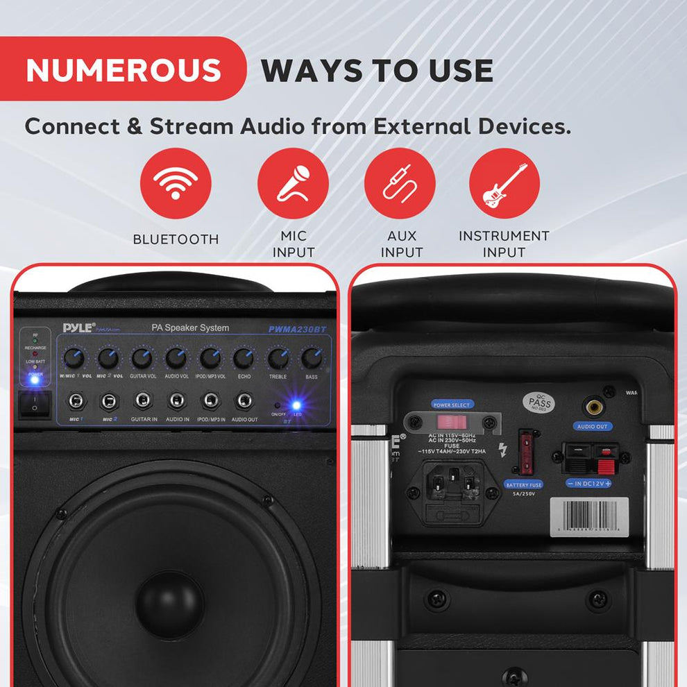 Wireless Portable PA System 400W Rechargeable Bluetooth Speaker w ...