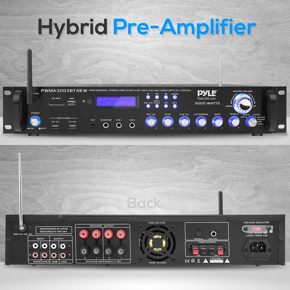 3000W Bluetooth Home Stereo Amplifier with Mics