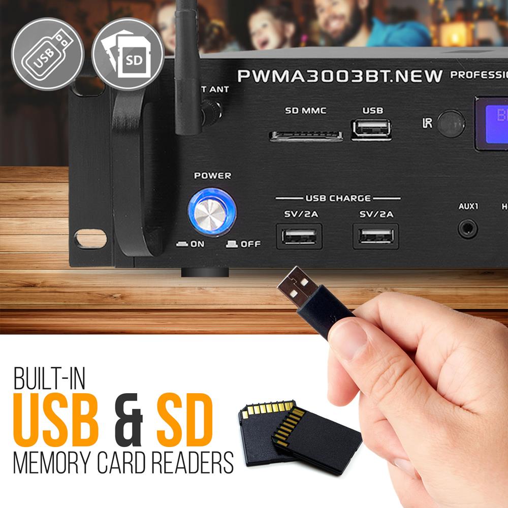 3000W Bluetooth Home Stereo Amplifier with Mics - Thumbnail 4