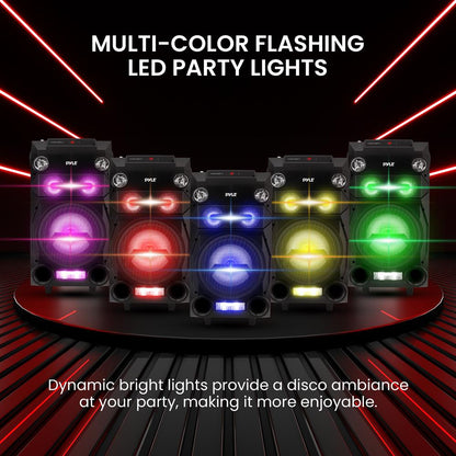 Portable Bluetooth Karaoke Speaker System - Pa Loudspeaker With Flashing Dj Lights, Built-In Rechargeable Battery, Fm Radio, Mp3/Usb/Micro Sd