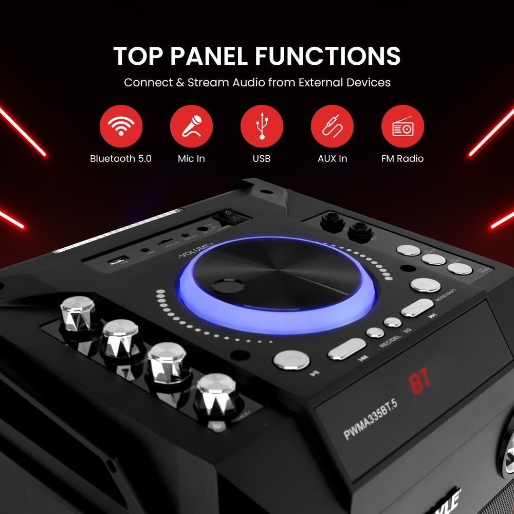 product image number 5 for Pyle Portable Bluetooth Karaoke Speaker Radio