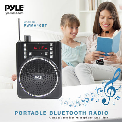 Portable Bluetooth Radio & Pa Speaker System, Compact Headset Microphone Sound Amplifier