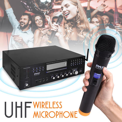 4-Channel Karaoke Amplifier, Bluetooth, CD/DVD Player, Dual Wireless Mics