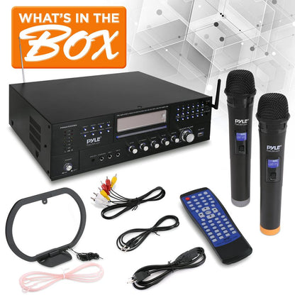 4-Channel Karaoke Amplifier, Bluetooth, CD/DVD Player, Dual Wireless Mics