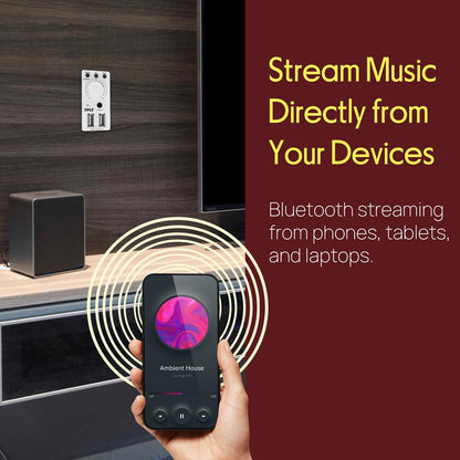 Bluetooth Wall Mount Receiver, Dual USB, AUX Input, Home Audio Control