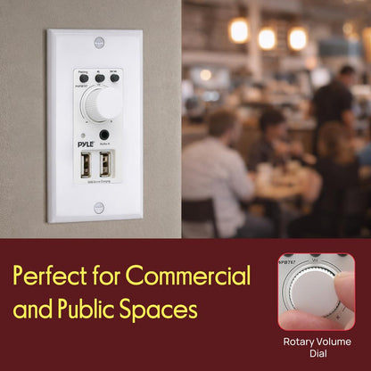 Bluetooth Wall Mount Receiver, Dual USB, AUX Input, Home Audio Control