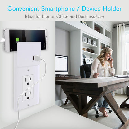 USB Wall Outlet Cover Plate, Fast Charge, Fireproof Plastic, White