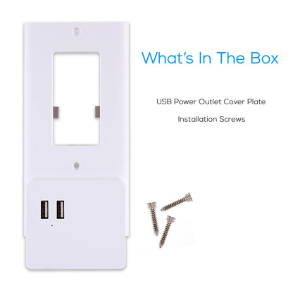 USB Wall Outlet Cover Plate, Fast Charge, Fireproof Plastic, White