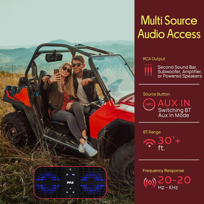 11” Powered Atv/Utv Soundbar System – Built-In Class D Stereo Power Amplifier With Wireless Bt Streaming And Led Lights