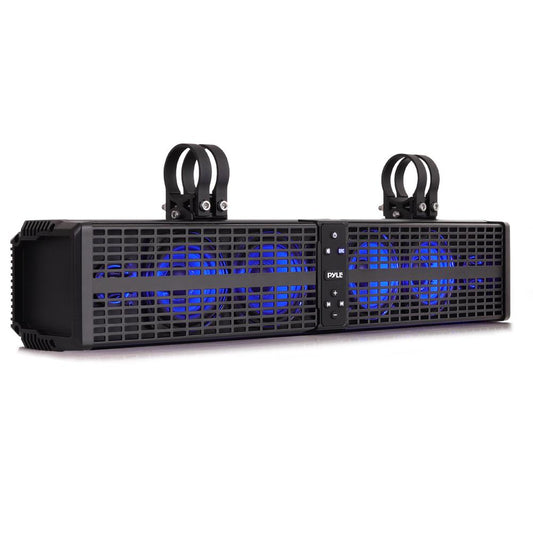 24” Powered ATV/UTV Soundbar System – Built-in Class D Stereo Power Amplifier with Wireless BT Streaming and LED Lights